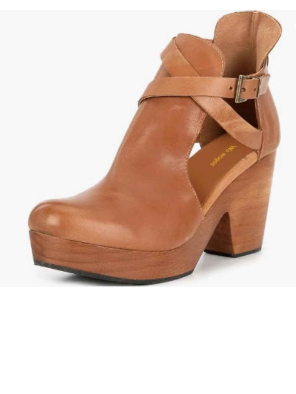 Wo Wagas Brown Womens Platform Rounded Toe Cutout Ankle Boot Strap Buckle Shoe